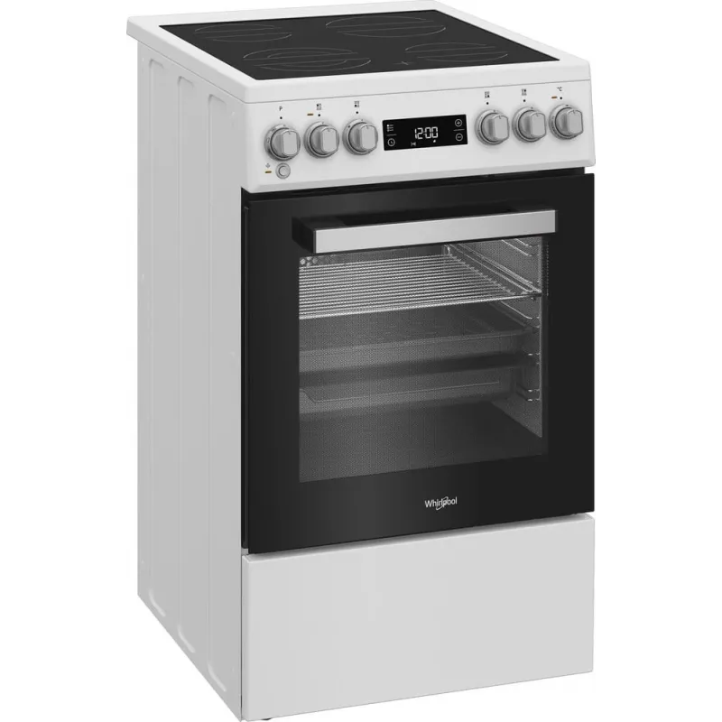 Whirlpool W5V5LCW Brīvi stāvoša plīts Elektriskā keramiskā virsma Melna, Balta