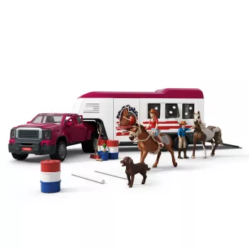 Schleich Lakeside Truck un Piekabe ar Zirgiem