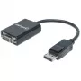 Manhattan DisplayPort uz VGA HD15 pārveidotāja kabelis, 15 cm, vīrietis uz sievieti, aktīvs, DP ar fiksatoru, melns, mūža garantija