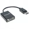 Manhattan DisplayPort uz VGA HD15 pārveidotāja kabelis, 15 cm, vīrietis uz sievieti, aktīvs, DP ar fiksatoru, melns, mūža garantija