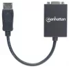 Manhattan DisplayPort uz VGA HD15 pārveidotāja kabelis, 15 cm, vīrietis uz sievieti, aktīvs, DP ar fiksatoru, melns, mūža garantija