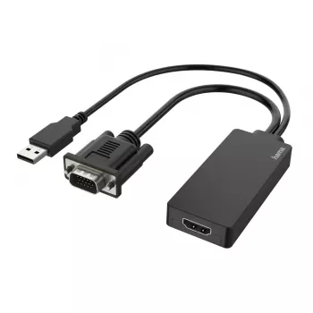 Hama 00200342 adaptera kabelis 0,15 m USB Type-A + VGA (D-Sub) - HDMI, melns