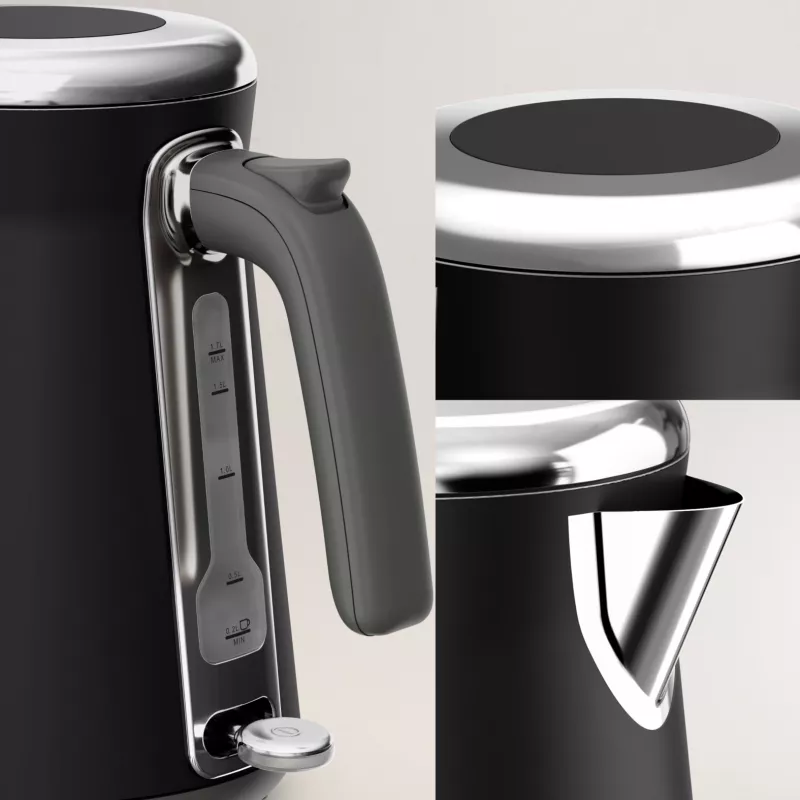 Elektriskā tējkanna Tefal KI6668E0 — 1.7 L, 2400 W, nerūsējošā tērauda korpuss, melna