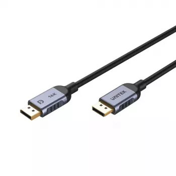 DisplayPort kabelis Unitek C1626GY01-3M 3 m, DisplayPort 2.1 vīriešu–vīriešu, 80 Gbit/s, HDR, HDCP 2.2, zelta kontakti