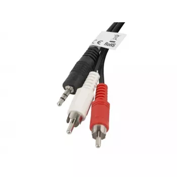 Audio kabelis Lanberg CA-MJRC-10CC-0020-BK 3,5 mm – RCA 2 m Melns Sarkans Balts