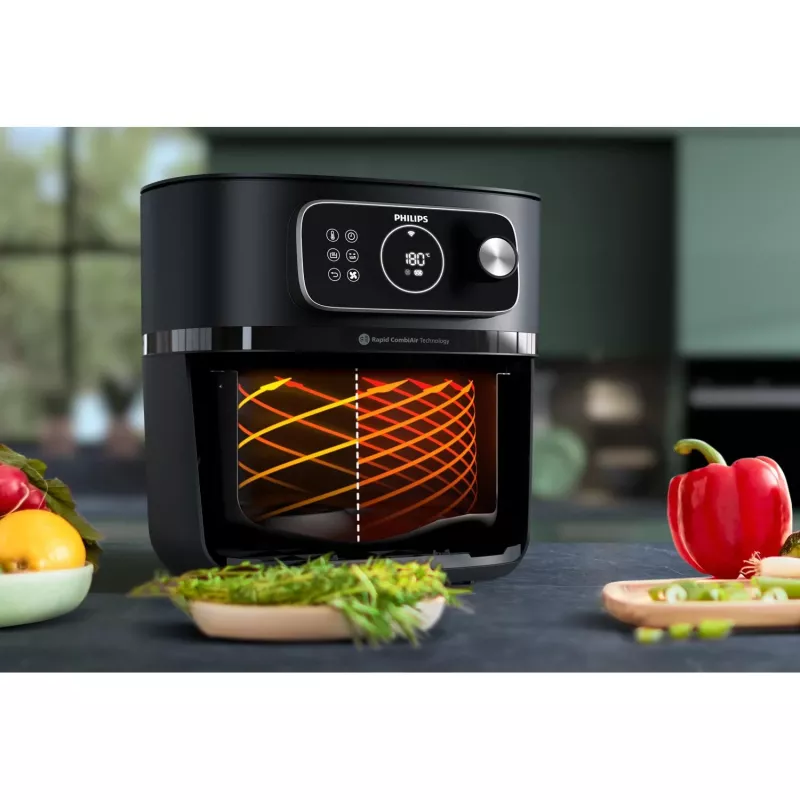 Gaisa fritieris Philips 7000 sērija HD9876/90 — 8.3 L, 2200 W, 22 programmas, Rapid Air, Melns