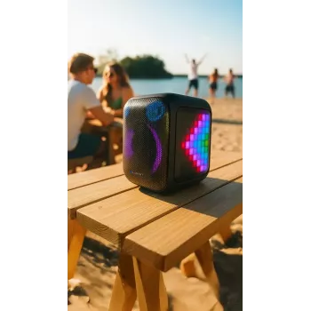 Skaļruņu sistēma iekštelpām/ārtelpām BLAUPUNKT PB6LED — 40 W RMS, Bluetooth, FM, MicroSD, LED displejs, 4500 mAh akumulators