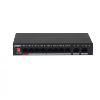 Dahua Technology PoE PFS3010-8ET-96-V2 tīkla slēdzis, nepārvaldāms, Gigabit Ethernet (10/100/1000), Power over Ethernet (PoE), melns