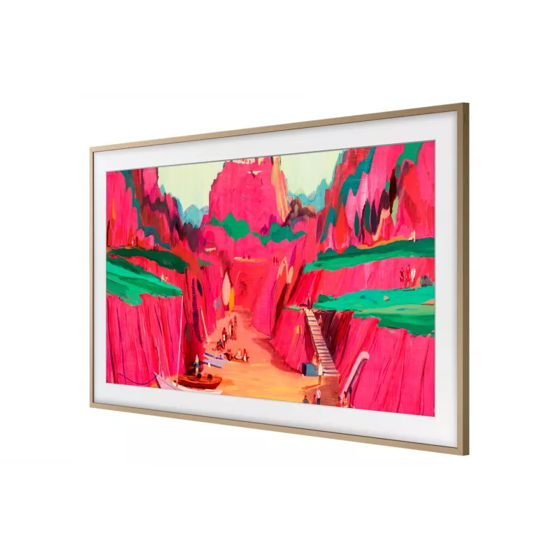 Samsung 75” Frame TV (2025) ar maināmu balto rāmi - Teak, Frame, Beige