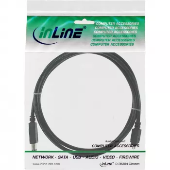 InLine FireWire 400 1394 kabelis 6 uz 4 Pin vīrišķais 1,8m, Melns
