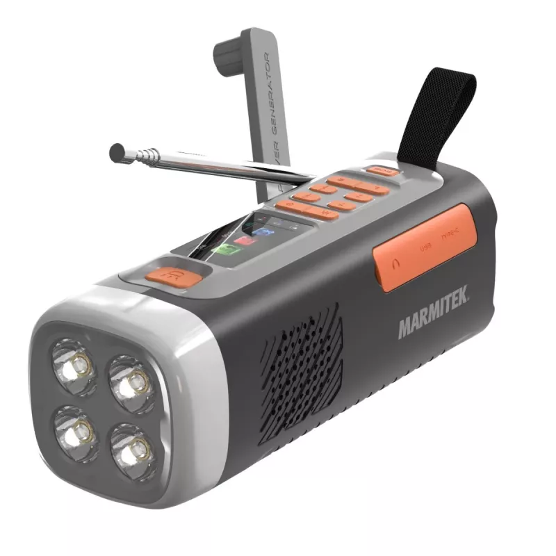 Marmitek RESQ 200 – Uztināmais radio, pārnēsājams, analogais un digitālais, DAB, DAB+, FM, 87.5 - 108 MHz, 170 - 240 MHz, 3 W