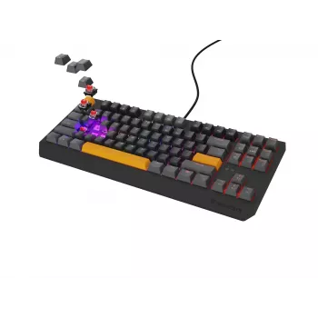 GENESIS Thor 230 TKL bezvadu spēļu tastatūra, USB + RF bezvadu + Bluetooth, QWERTY, melna/pelēka/oranža