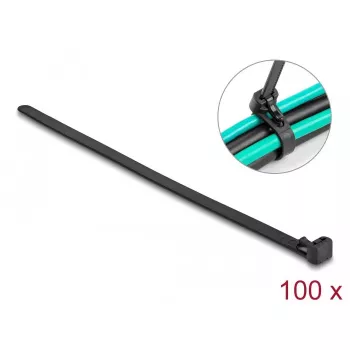 Hook & loop kabeļu saites DeLOCK 300x7,6mm melnas 100gab