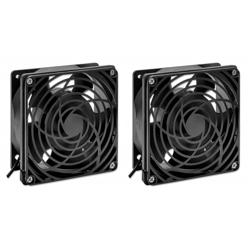 Intellinet 2 ventilatoru ventilācijas iekārta 19 collu sienas skapjiem, jumta montāža, 1,8 m strāvas kabelis ar EU CEE 7/7 kontaktdakšu, formāts 120 x 120 mm, zemējuma komplekts iekļauts, melna