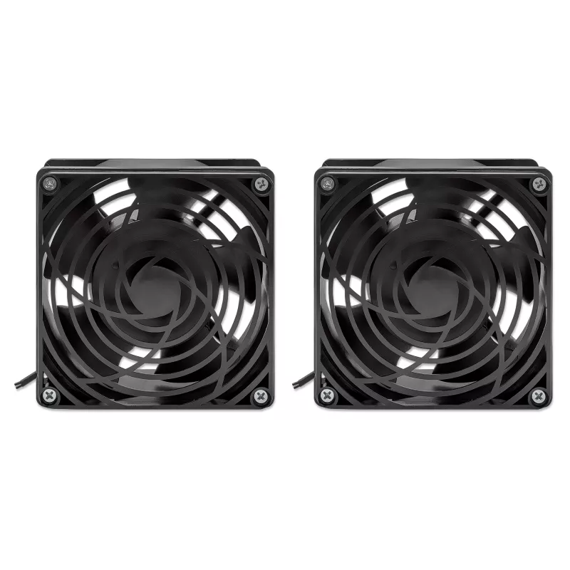 Intellinet 2 ventilatoru ventilācijas iekārta 19 collu sienas skapjiem, jumta montāža, 1,8 m strāvas kabelis ar EU CEE 7/7 kontaktdakšu, formāts 120 x 120 mm, zemējuma komplekts iekļauts, melna