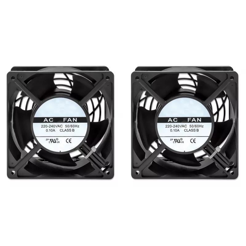 Intellinet 2 ventilatoru ventilācijas iekārta 19 collu sienas skapjiem, jumta montāža, 1,8 m strāvas kabelis ar EU CEE 7/7 kontaktdakšu, formāts 120 x 120 mm, zemējuma komplekts iekļauts, melna