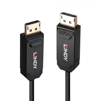 Lindy 10m šķiedru optikas hibrīda DP 2.0 UHBR10 kabelis, 10 m, DisplayPort, DisplayPort, vīriešu, vīriešu, 7680 x 4320 pikseļi