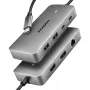 Axagon HMC-CUB83X2 USB 10Gbps centrmezgls, 2x USB-A, USB-C, HDMI un DP 4k/144Hz, RJ-45, PD 100W