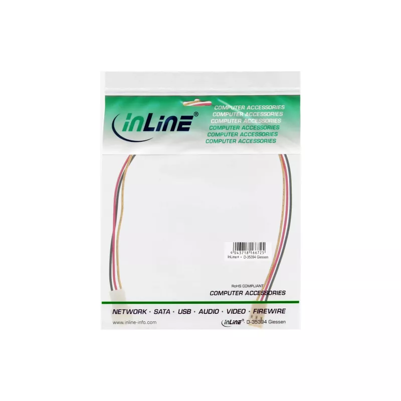 InLine Fan kabeļa pagarinātājs 3pin Molex vīriešu/sieviešu garums 1m