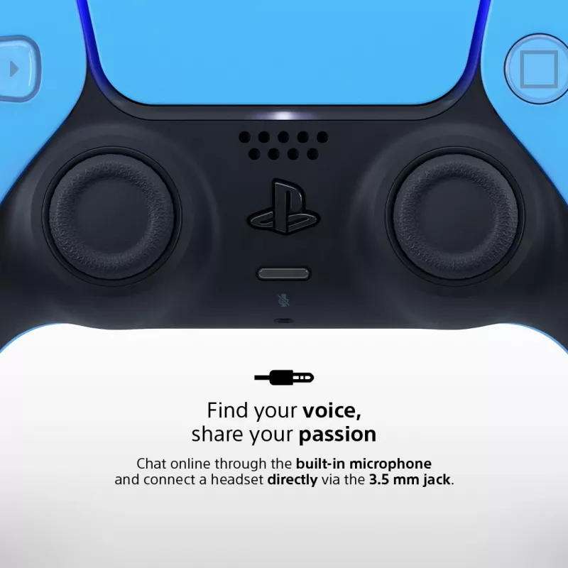 Spēļu kontrolieris Sony DualSense v3 Zils — Bluetooth/USB, USB-C, iebūvēts akumulators, PlayStation 5 saderīgs