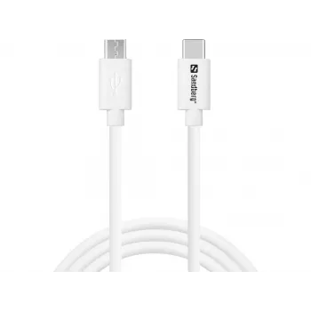 Sandberg USB-C uz MicroUSB lādēšanas kabelis 1m, balts