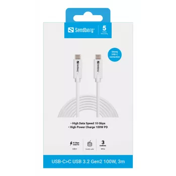 Sandberg USB-C uz USB-C kabelis USB 3.2 Gen2 100W, 3m