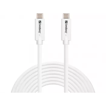 Sandberg USB-C uz USB-C kabelis 3.2 Gen2 100W, 5m, balts