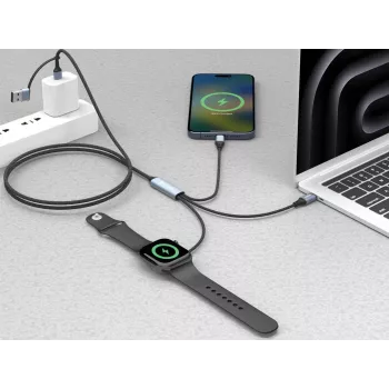 Sandberg 3in1 Travel Charge Cable 100W, 1.2 m, USB A/USB C, Melns