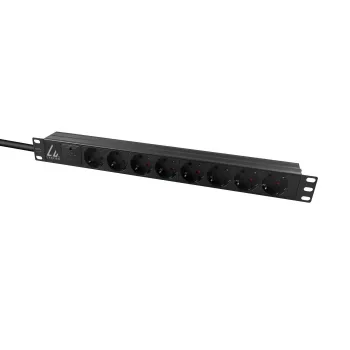 Strāvas sadales bloks Lanview LVR-2MSCH-SPD-SCH8, 8× Schuko, 1U, pārsprieguma aizsardzība