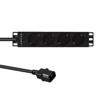 Statīva PDU Lanview LVR-2MSCH-SCH-C13-4 — Strāvas sadalītājs 4×Schuko, 1U, 10 inch