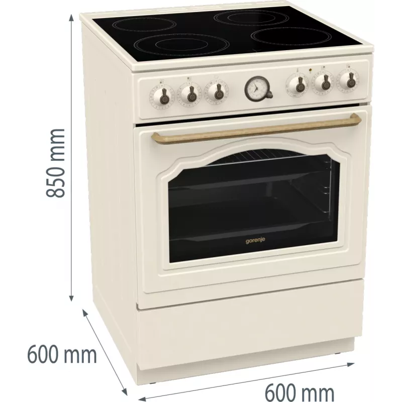 Brīvi stāvoša plīts Gorenje GECS6B70CLI ar keramikas virsmu, bēša