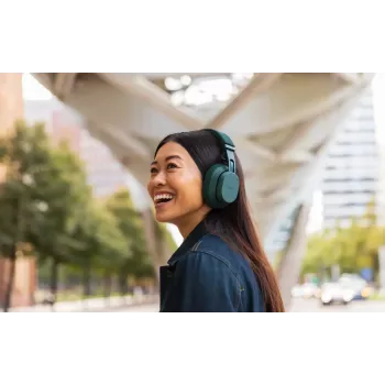 Bezvadu galvas saite austiņas Fairphone Fairbuds XL — Bluetooth, USB-C, zvani un mūzika, 20–20000 Hz, 10 m darbības rādiuss, zaļa