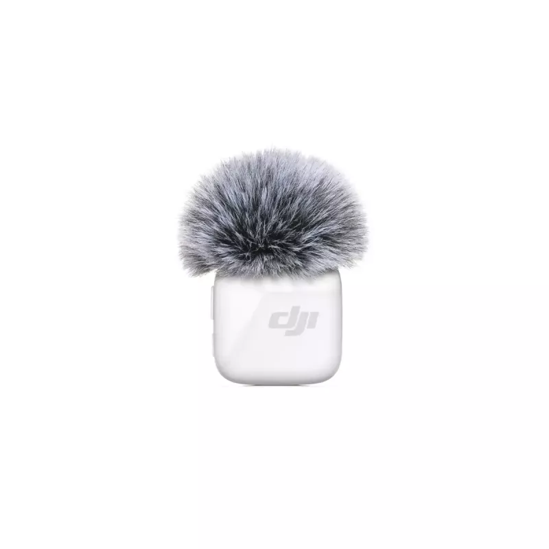 Bezvadu ķermeņa mikrofona raidītājs DJI CP.RN.00000430.01 — 100–20000 Hz, 3.87 V akumulators, līdz 11,5 h, balts, 26,1×26,6×16 mm