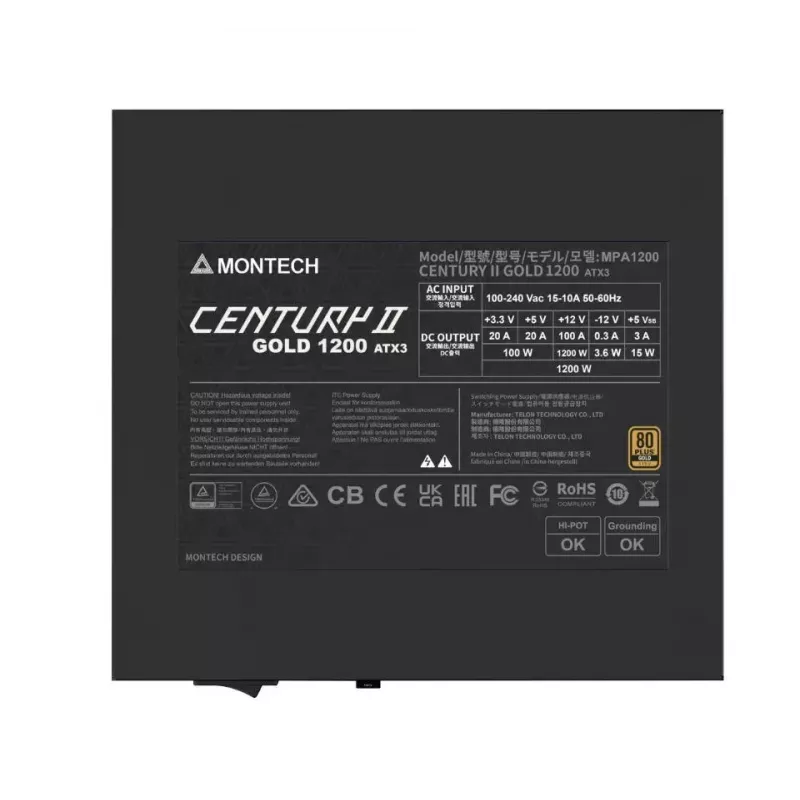 Barošanas bloks MONTECH CENTURY II 1200W ATX 3.1 80 PLUS Gold