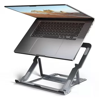 Axagon STND-LAG Alumīnija statīvs klēpjdatoriem 10 inch–17,3 inch, astoņi regulējami augstuma un leņķa līmeņi, pelēks