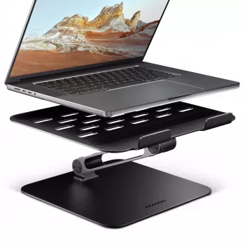 Statīvs klēpjdatoram un planšetdatoram AXAGON STND-LQB 10 inch–17.3 inch, alumīnijs, melns, regulējams augstums 0–20.5 cm un slīpums 0–180°