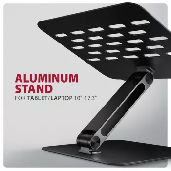 Statīvs klēpjdatoram un planšetdatoram AXAGON STND-LQB 10 inch–17.3 inch, alumīnijs, melns, regulējams augstums 0–20.5 cm un slīpums 0–180°