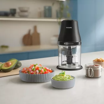 Elektriskais virtuves smalcinātājs Philips HR1501/00 1 L 450 W Melns 5000 RPM plastmasas bļoda nerūsējošā tērauda asmens 220-240V 50-60Hz