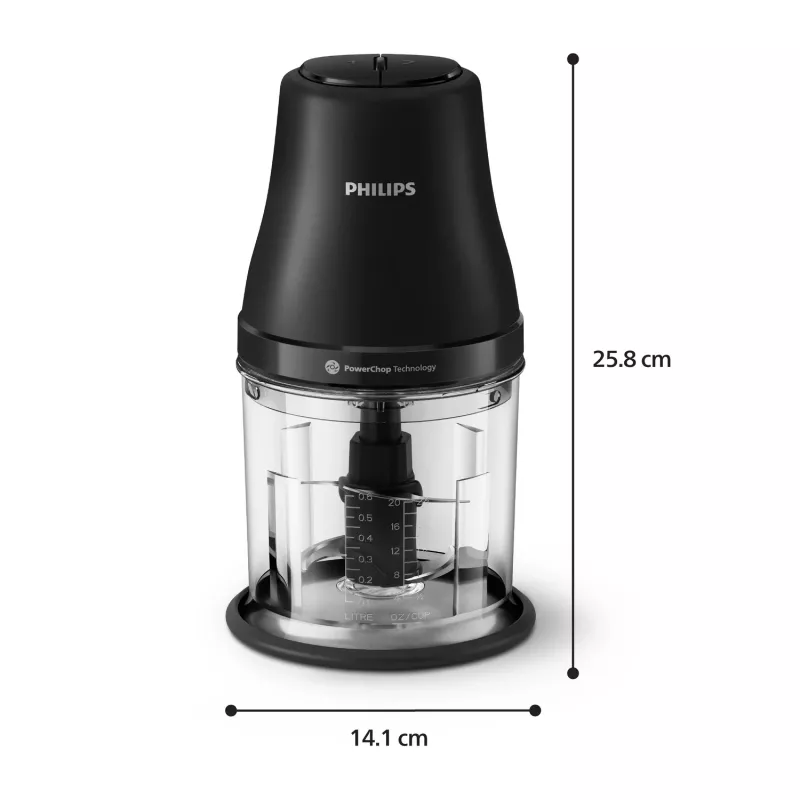 Elektriskais virtuves smalcinātājs Philips HR1501/00 1 L 450 W Melns 5000 RPM plastmasas bļoda nerūsējošā tērauda asmens 220-240V 50-60Hz