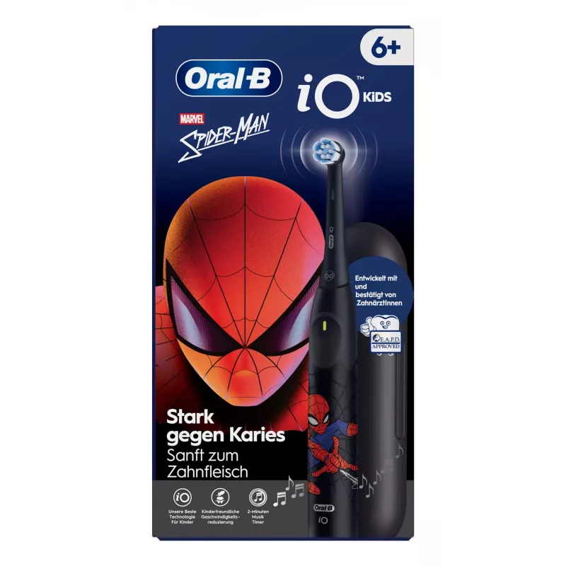 Oral-B iO Kids Spiderman bērnu rotējošā zobu birste Melna