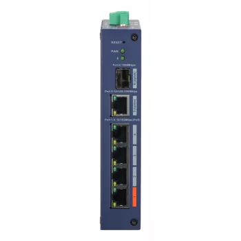 Pārvaldāms rūpnieciskais slēdzis DAHUA CHS4106-4ET-60 — 6 porti, 4x PoE 10/100, L2, 4,8 Gbit/s, 8000 MAC
