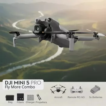 DJI MINI 5 PRO Fly More Combo (RC-N3) – viegls 249g drons ar 50MP sensoru, Lidar, 3x baterijām un tālvadības pulti