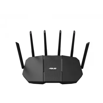 Galda maršrutētājs ASUS RT-BE90U BE9400 AiMesh — Trijos joslu Wi‑Fi 7 (2.4/5/6 GHz), 9400 Mbps, 2.5 Gigabit Ethernet, 4× RJ‑45 LAN, USB, Melns