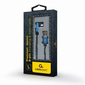 USB 2.0 datu kabelis Gembird CC-USB2J-AMLML-1M-BL — USB A uz Micro-USB B/Lightning, 1 m, zils/melns