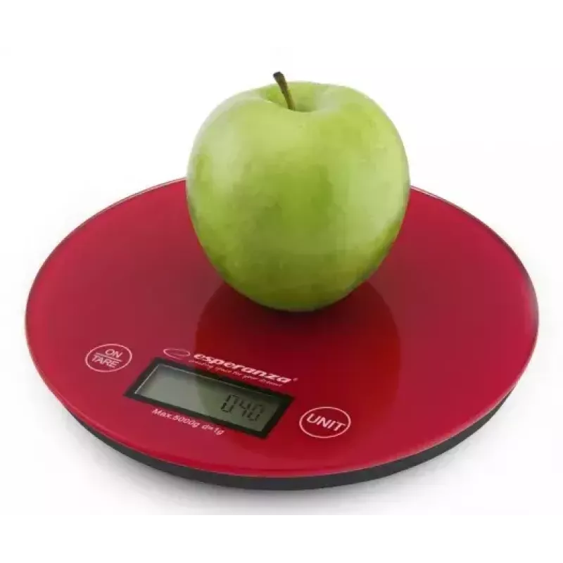 Virtuves elektroniskie svari ESPERANZA EKS003R — 5 kg, taras funkcija, g/lb/oz, sarkani
