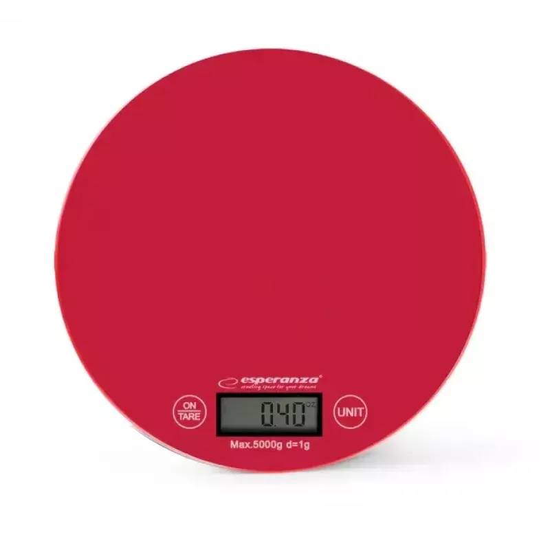 Virtuves elektroniskie svari ESPERANZA EKS003R — 5 kg, taras funkcija, g/lb/oz, sarkani