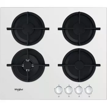 Whirlpool AKT 625/WH Iebūvējamā gāzes plīts virsma, 60 cm, 4 degļi, melna/balta