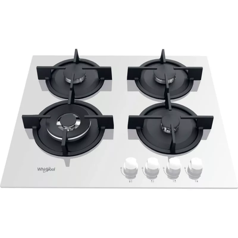 Whirlpool AKT 625/WH Iebūvējamā gāzes plīts virsma, 60 cm, 4 degļi, melna/balta