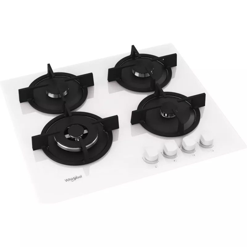 Whirlpool AKT 625/WH Iebūvējamā gāzes plīts virsma, 60 cm, 4 degļi, melna/balta