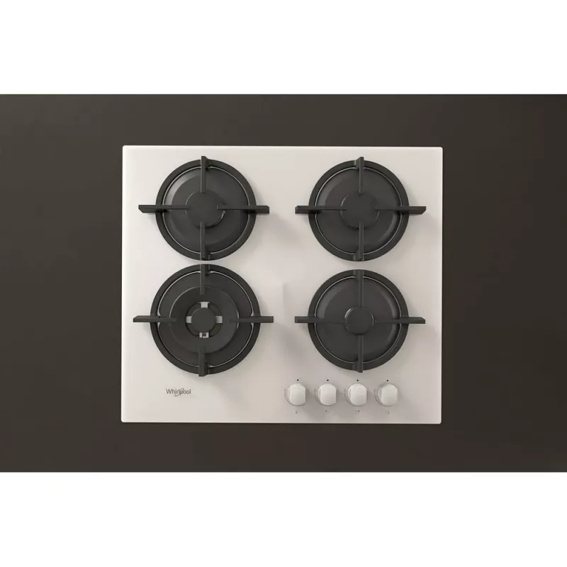 Whirlpool AKT 625/WH Iebūvējamā gāzes plīts virsma, 60 cm, 4 degļi, melna/balta